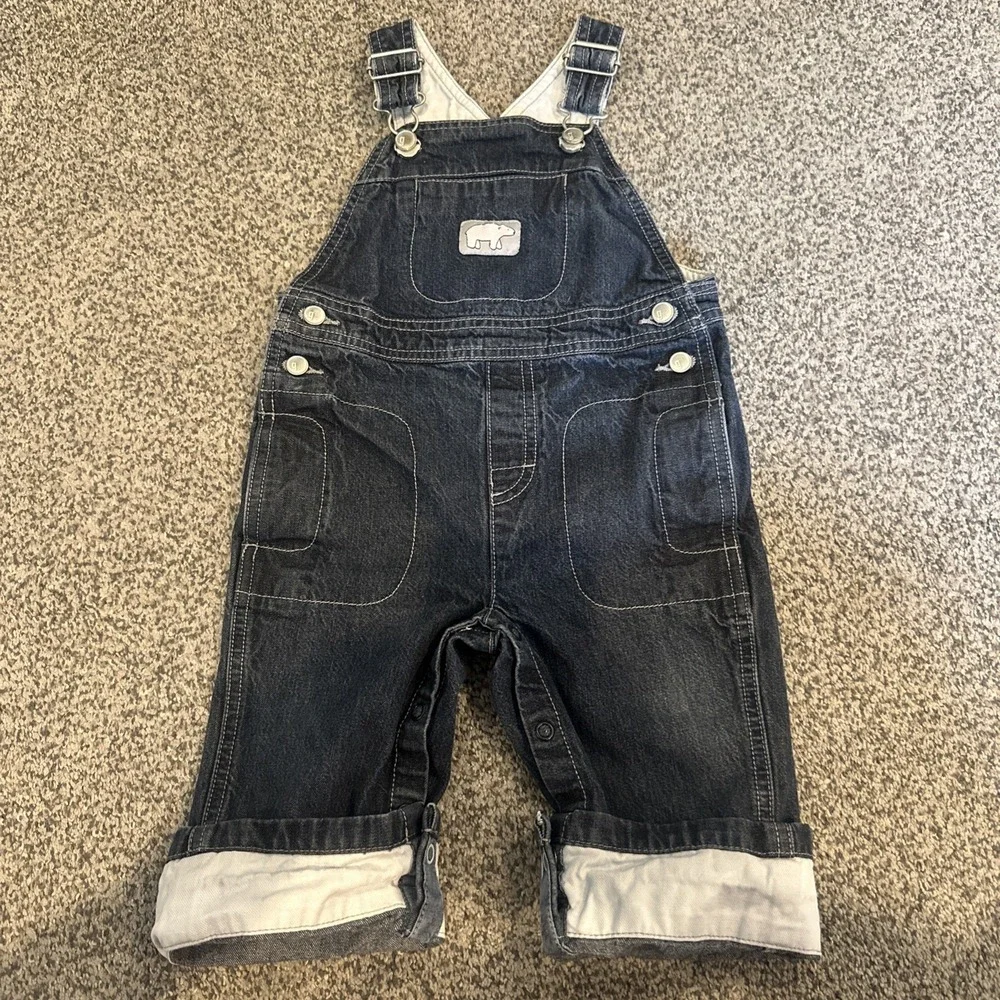 Gymboree Jean Denim‎ Overalls With Polar Bear Patch 12-18 Months